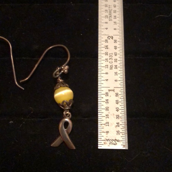 Sterling Silver/Imitation Cats Eye Dangle Earrings - Picture 3 of 6